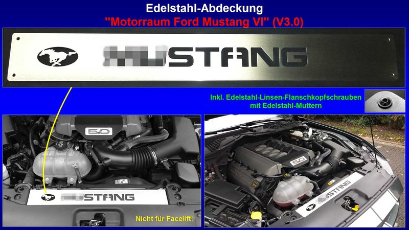 Präsentation Edelstahl-Abdeckung ''Motorraum Ford Mustang VI'' (V3.0) [MUSTANG-Schrift u. Pony-Logo oval, 6 Löcher].jpg