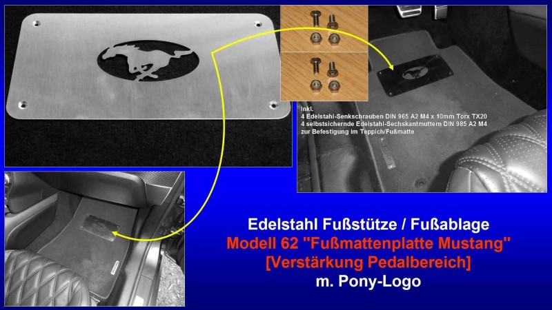 Präsentation Edelstahl-Fußstütze Modell 62 ''Fußmattenplatte Mustang'' m. Pony-Logo.jpg